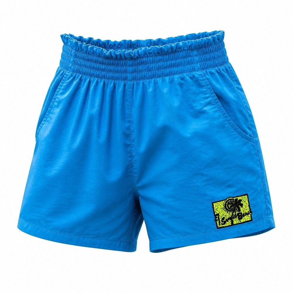 Vintage Sunset Beach Aqua Nylon Swim Trunks Made in USA Size Medium